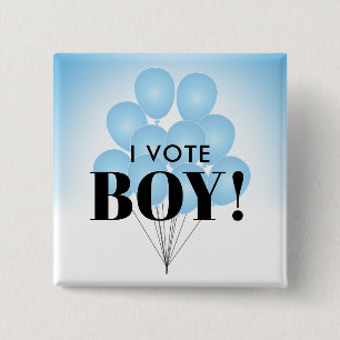 Jag röstar Boy Blue Balloations Gender Reveal Par Knapp