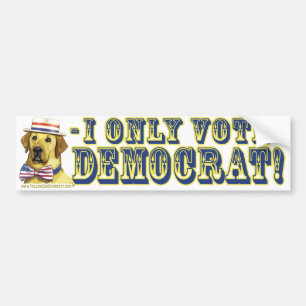 Jag röstar endast den gula hunddemokratbildekalet bildekal