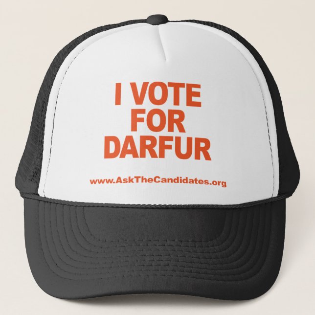 Jag röstar för den Darfur hatten Keps (Framsida)