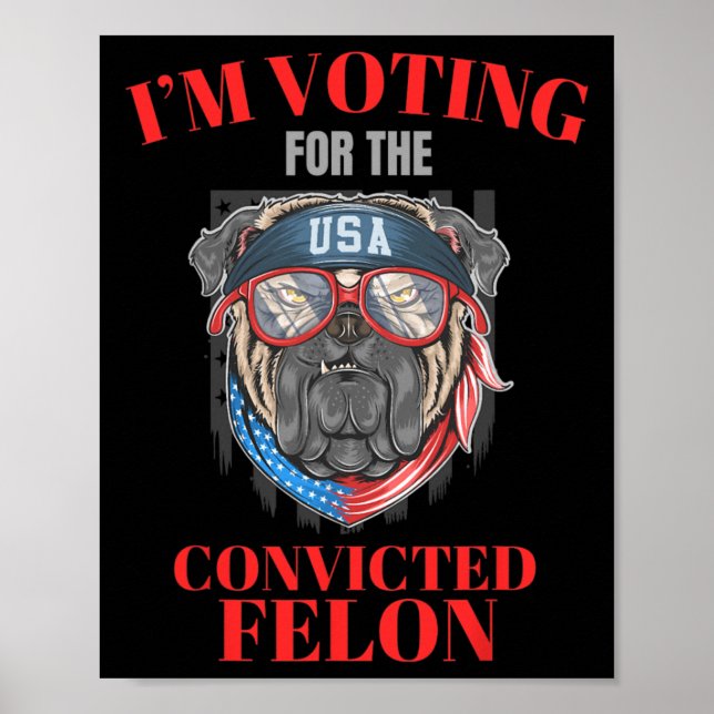 Jag röstar för den dömda felon Funny Pro Trump Poster (Framsidan)