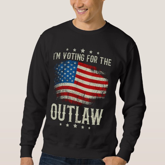 Jag röstar för den illegala Retro American-Flagga Lång Ärmad Tröja (Framsida)