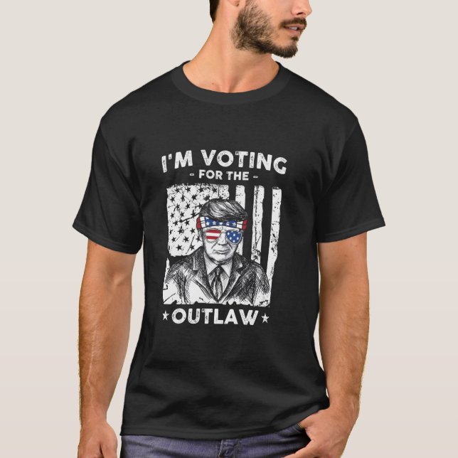 Jag röstar för den illegala trumpen American Flagg T Shirt (Framsida)
