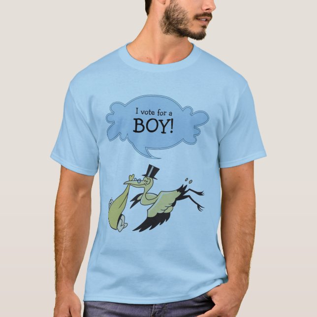 Jag röstar för en pojke som gender avslöjer t shirt (Framsida)