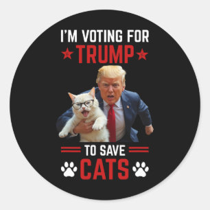 Jag röstar för en sväng till Spara Cats Trump 2024 Runt Klistermärke