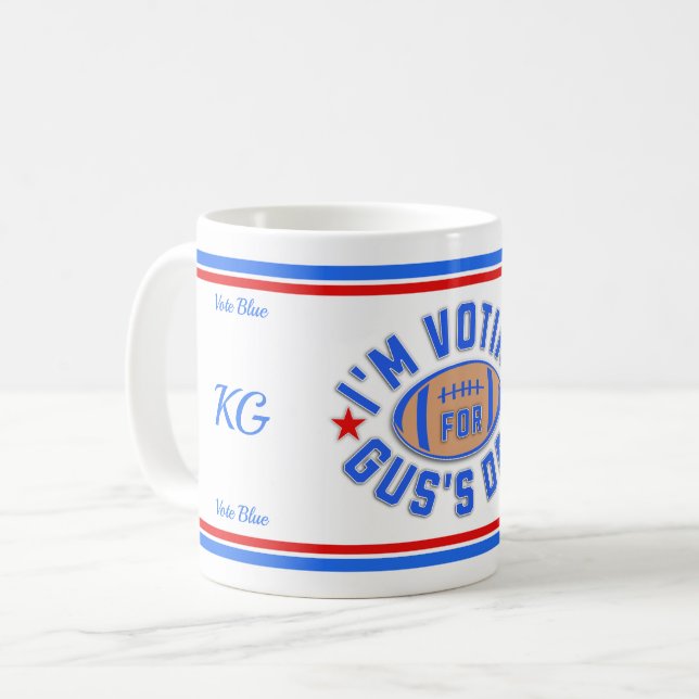 Jag röstar för Gus Pappa Kaffemugg (Framsida vänster)