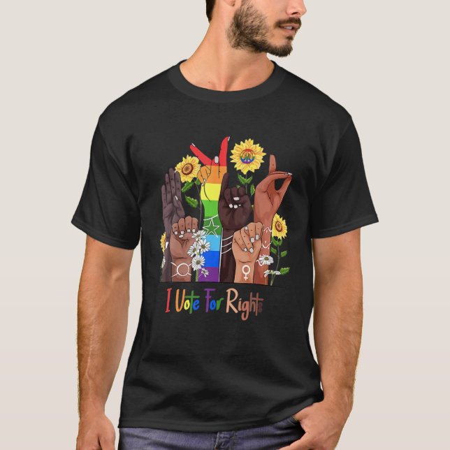 Jag röstar för Höger Pro LGBTQ, Pro Choice, Human  T Shirt (Framsida)