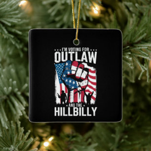 Jag röstar för lagen och Hillbilly 2024 Julgransprydnad Keramik