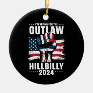 "Jag röstar för lagen och Hillbilly 2024 US Julgransprydnad Keramik