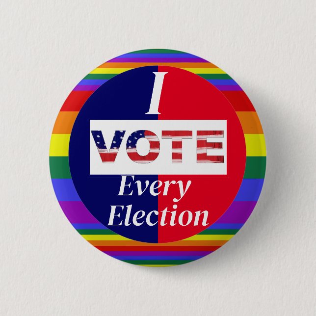Jag röstar för varje val till Pridet Färg Knapp (Framsida)