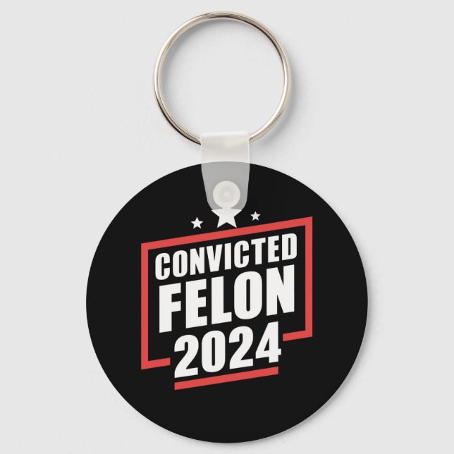Jag röstar på dömd brottsling 2024 Trump Nyckelring (Framsida)