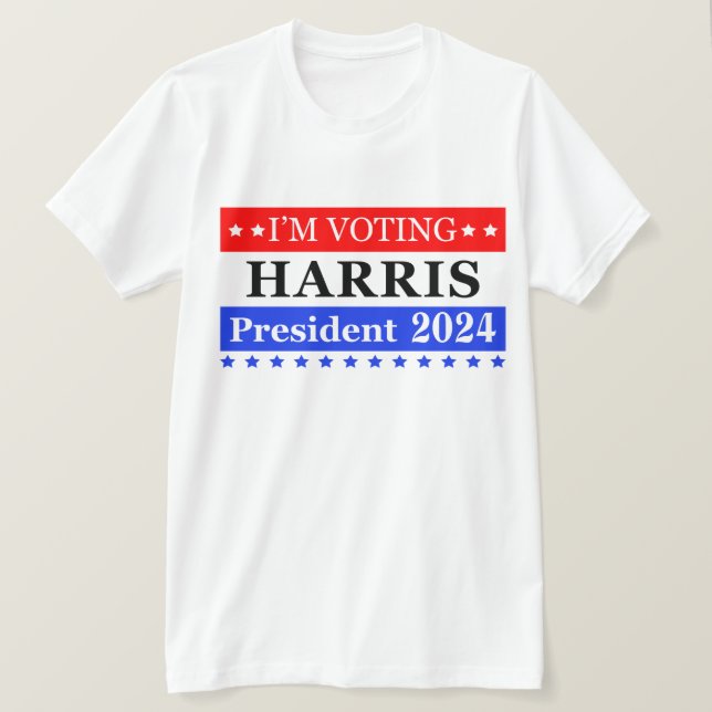 Jag röstar på Harris President 2024 Patriotic Rand T Shirt (Design framsida)