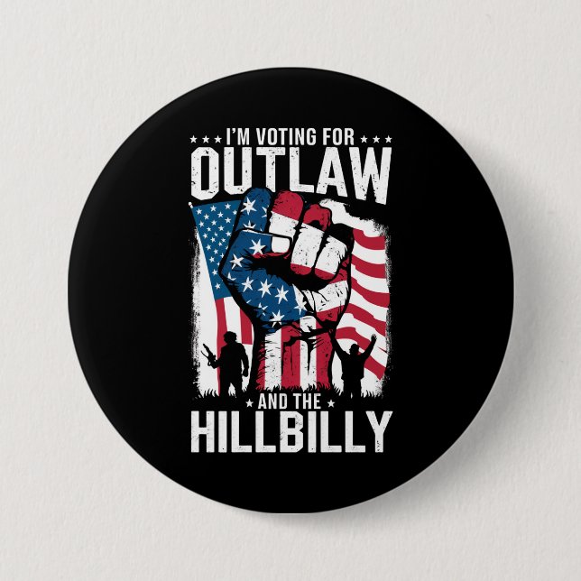 Jag röstar på Outlaw och Hillbilly 2024 Knapp (Framsida)