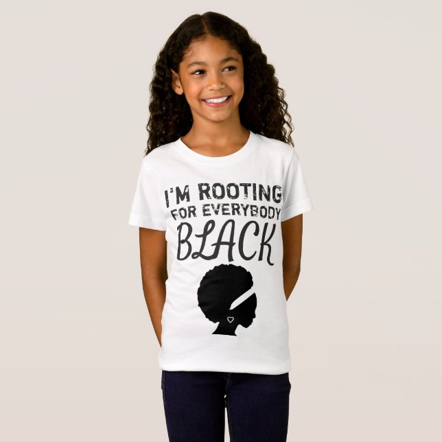 "Jag roterar för alla svarta" flickors T-shirt (Hel framsida)