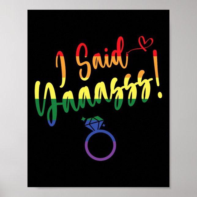 Jag Sa Ja Hbtq Pride Regnbåge Brudgum Bachelore Poster (Framsidan)