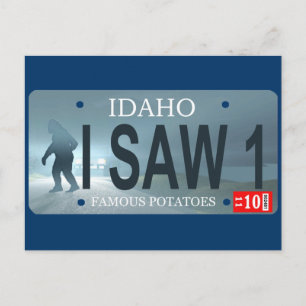 "Jag såg 1" Sasquatch License Plate Vykort