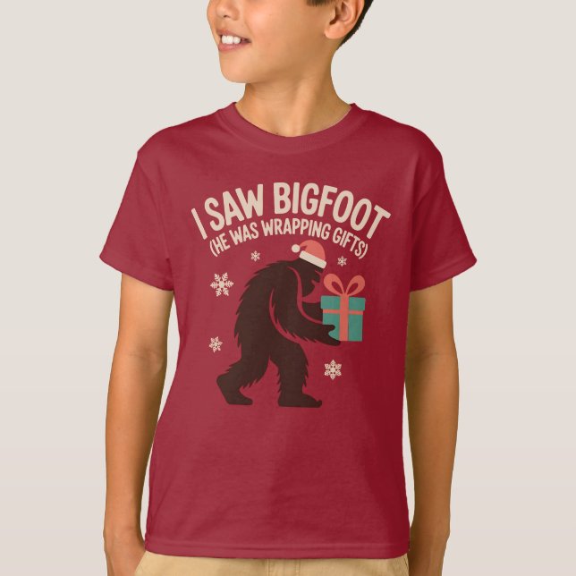 Jag såg Bigfoot (han packade presenter), julhumor T Shirt (Framsida)