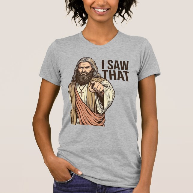 Jag Såg Den Religiösa Pekande Vintage Gravyr Tröja (Framsida)