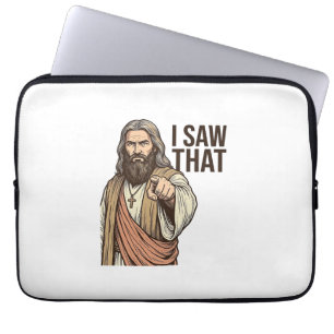 Jag Såg Den Religiösa Pekande Vintage Gravyr Tröja Laptop Fodral