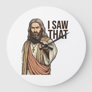 Jag Såg Den Religiösa Pekande Vintage Gravyr Tröja Stor Klocka