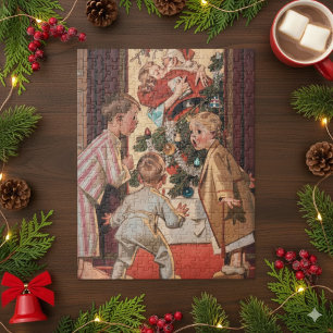 Jag såg Mamma Kissing Jultomten Antique Pussel