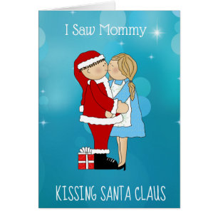 Jag såg Mamma Kissing Jultomten julkort Hälsningskort