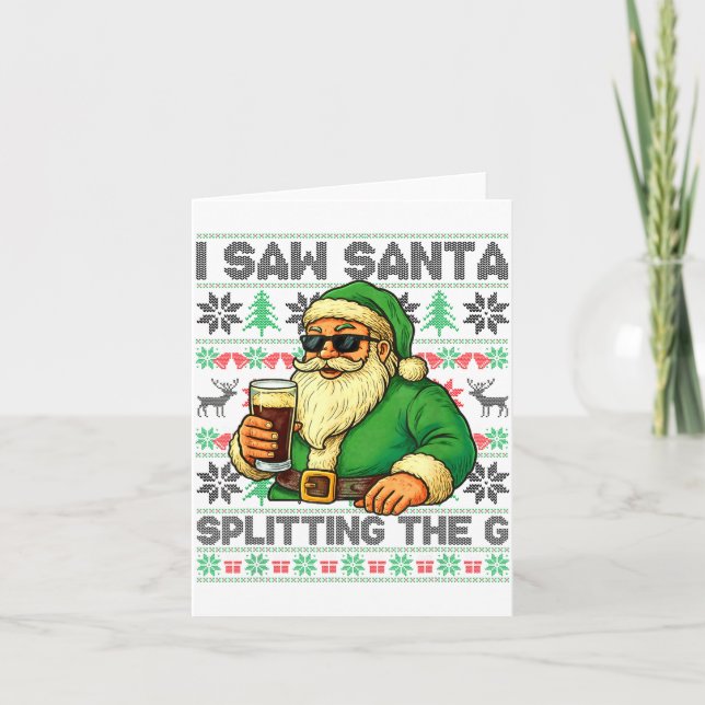 Jag Såg Tomte Splittra G, Tomte Öl Drickande C Kort (Framsida)