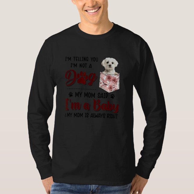 Jag säger att jag inte är en Hund som min Mamma sa T Shirt (Framsida)
