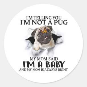 Jag säger att jag inte är en pug jag är en Baby Pu Runt Klistermärke