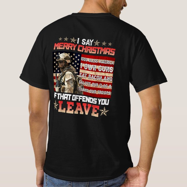 Jag säger God jul Välsigna dig Amerika T Shirt (Baksida)