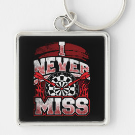Jag saknar aldrig Premium Dart Fyrkantig Silverfärgad Nyckelring