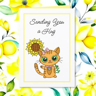 Jag saknar dig Cute Cat och Solros Kort