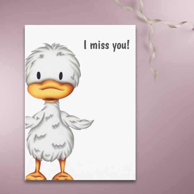Jag saknar dig Cute Simple Anka Illustrated Hälsni Kort (Skapare uppladdad)