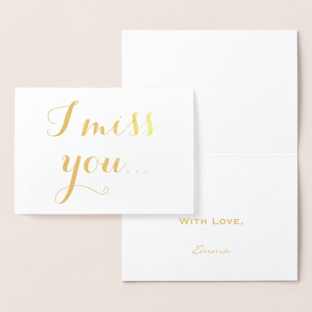Jag saknar dig Elegant Typografi Folierat Kort (Display)