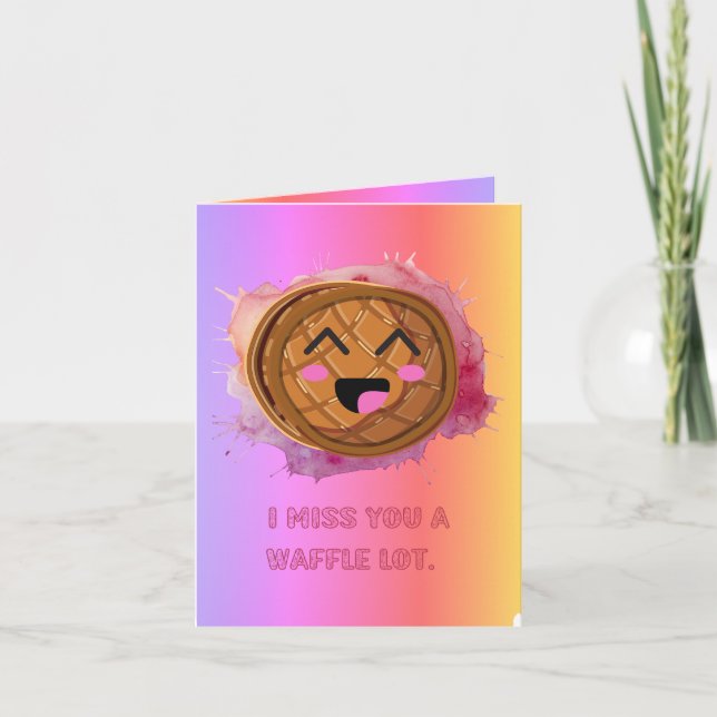 Jag Saknar Dig En Waffelot Rolig Mat Puns Kort (Framsida)