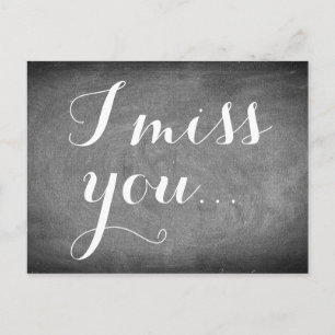 Jag saknar dig, Handwrite Typography Black White Vykort