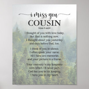 Jag Saknar Dig Kusin Diktsaffisch Poster