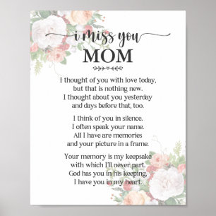 Jag saknar dig Mamma Poem Affisch