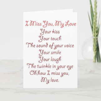 Jag saknar dig, min Kärlek Dikt Red på Red Kort