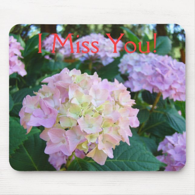 Jag saknar dig! museimatta gåvor Rosa Hydrangea Bl Musmatta (Framsidan)