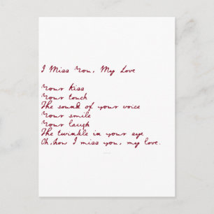 Jag saknar dig, My Kärlek Dikt Vykort