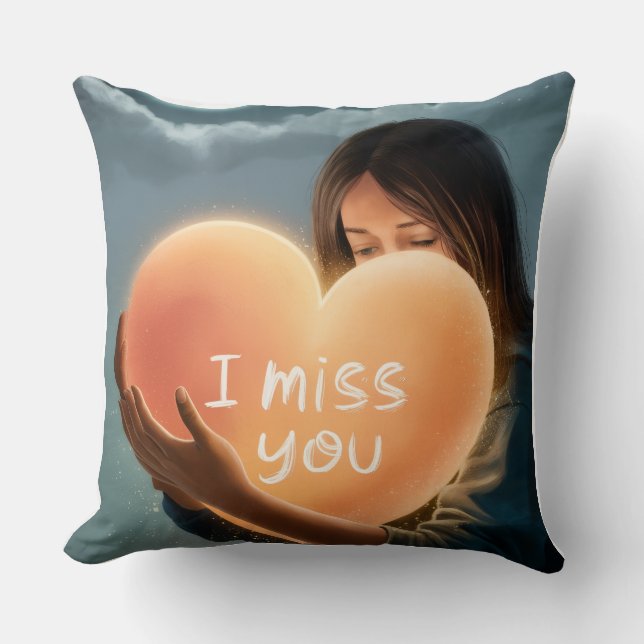 Jag saknar dig Pillow - Romantic Gift Cushion för  Kudde (Framsida)