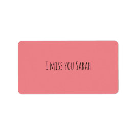 Jag saknar dig rosa, ett modernt klistermärke adressetikett