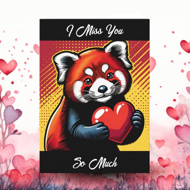 Jag saknar dig så mycket | Pop Art Red Panda Kort (Skapare uppladdad)