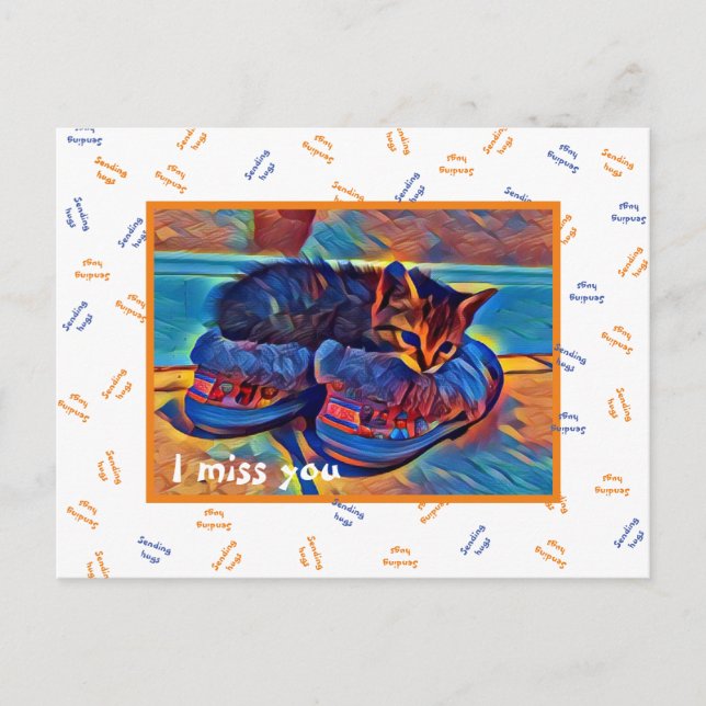 Jag saknar dig "skicka krukor" vykort (Framsida)