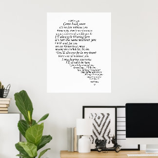 Jag saknar dig Text i halva hjärtat Poster