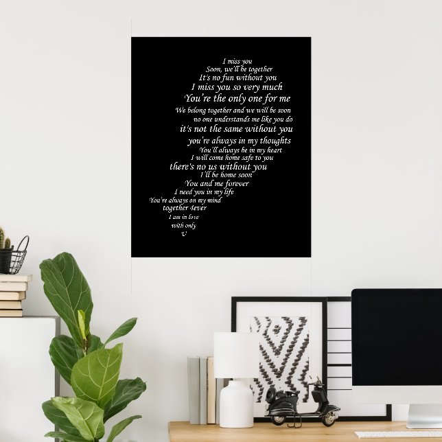 Jag saknar dig Text, också, i Halva Hjärtat Poster (Hemmakontoret)