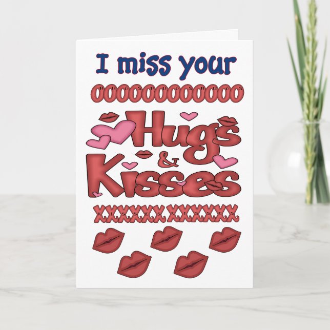 Jag saknar dina Hugs och Kisses Kort (Framsida)