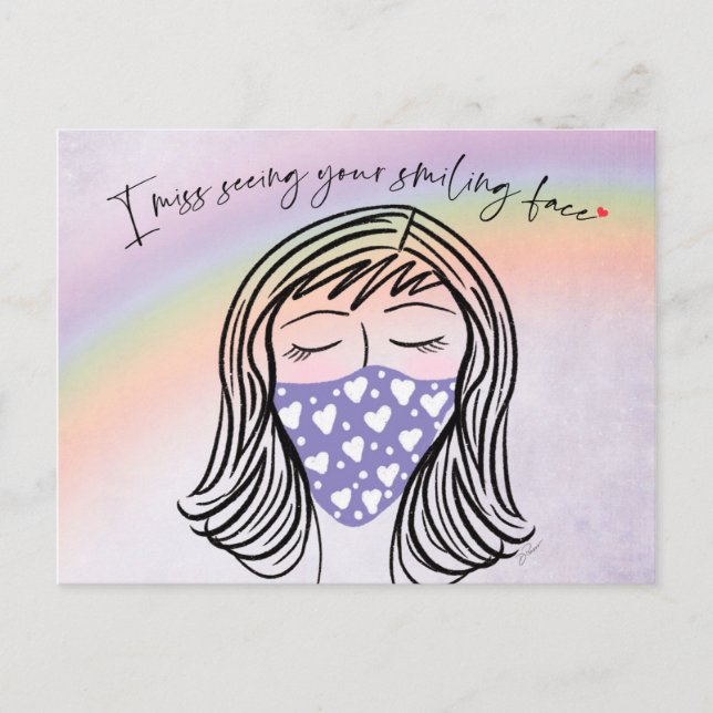 Jag saknar ditt leende Ansikte-vykort Vykort (Framsida)