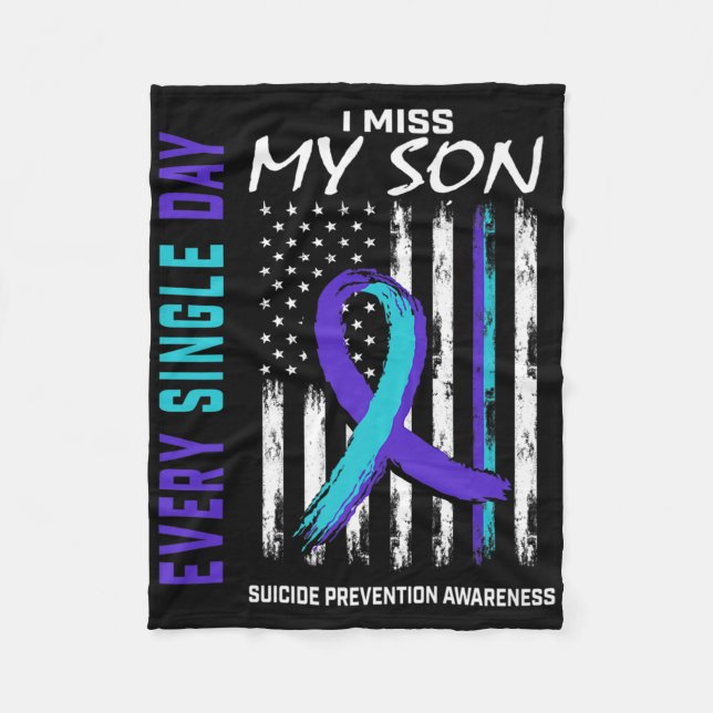 Jag saknar min son Suicide Awareness Prevention Am Fleecefilt (Framsidan)