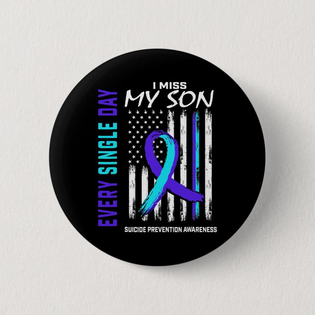 Jag saknar min son Suicide Prevention Awareness Am Knapp (Framsida)
